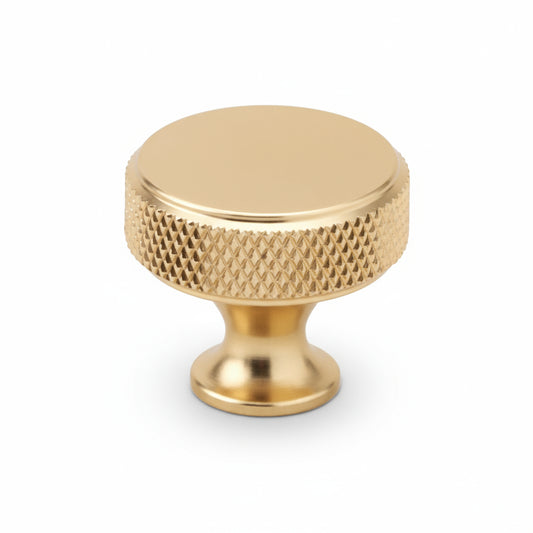 Silverline A5001K | Diameter 1-3/16 in. Contemporary Knurled Textured Round Knob in Satin Gold