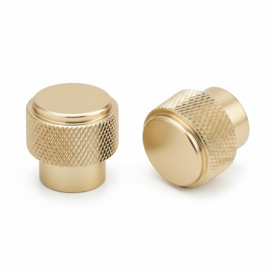 Silverline A5002K | Diameter 1 in. Contemporary Knurled Textured Round Knob in Satin Gold