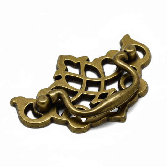 Silverline B2001 & B2012 | 3" Centers Ornate Antique Furniture Drop Pulls in Antique English