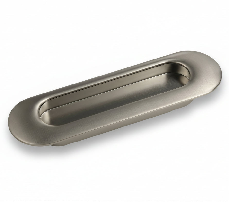 Silverline B2317 & B2318 | Recessed Pull Flush Finger Tab Pull in Satin Nickel | Various Sizes