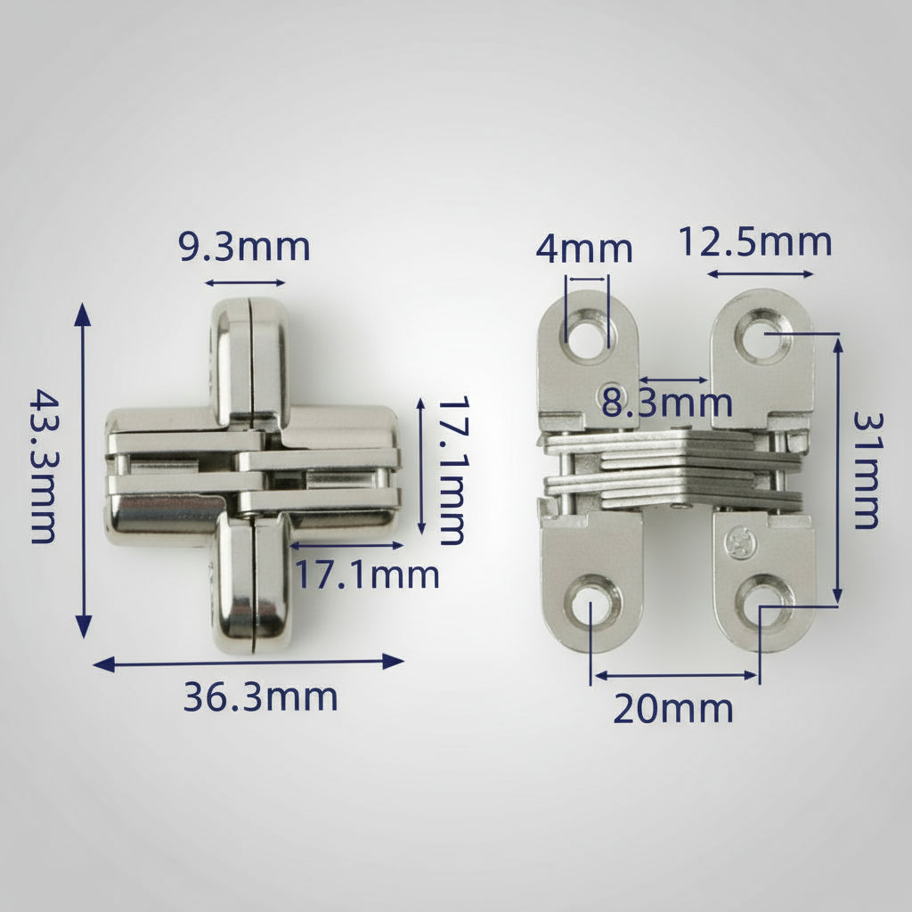 Silverline DH5008 | Hidden Invisible Cross Hinges 180° Folding Door (Set of 2)