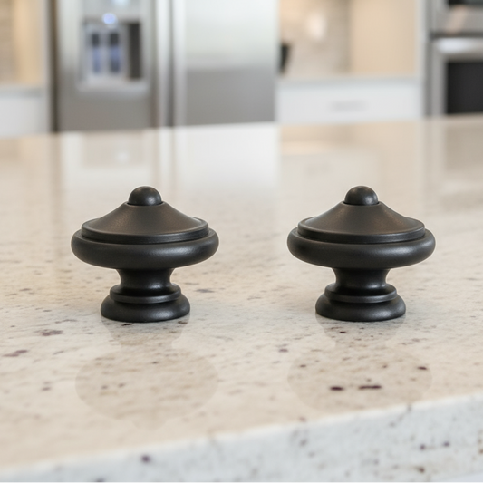 Silverline K2012 | Diameter 1-3/16 in. Cabinet Button Novelty Rustic Knob in Black Antique English