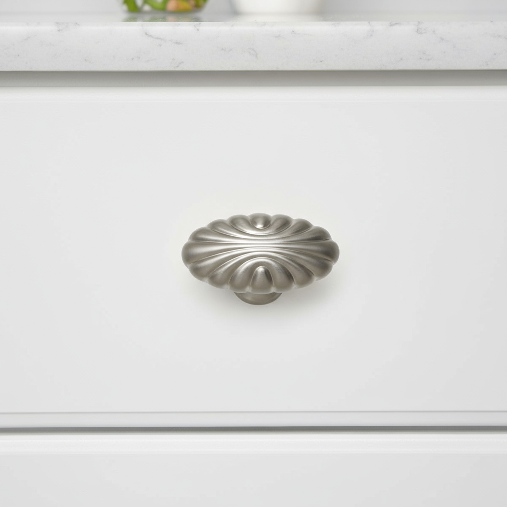 Silverline K2022 | 1-5/8 in. Long Oval Floral Cabinet Knob | Various Finishes