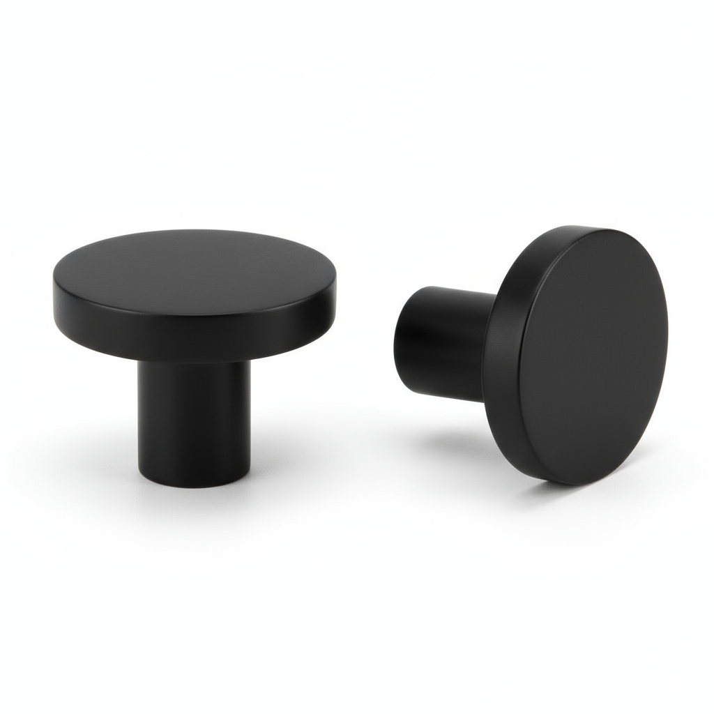 Silverline K2039 | Diameter 1-3/16 in. Contemporary Elegant Round Knob in Matte Black