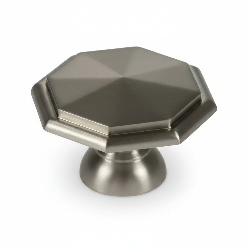 Silverline K2214 | 1-3/8 in. Contemporary Octagonal Cabinet Knob in Satin Nickel