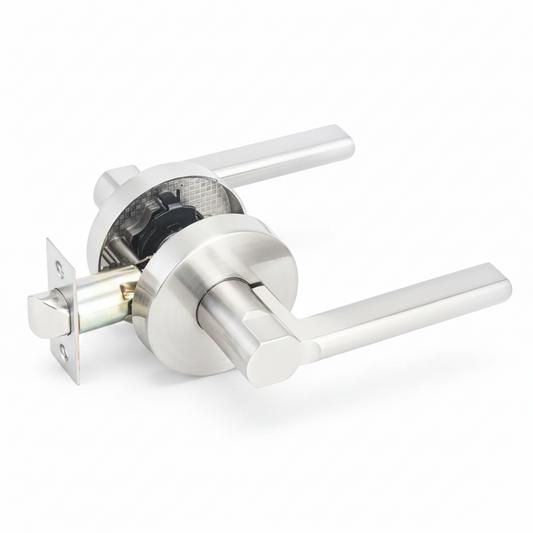 STG Lenton Collection | Grade 3 Door Lever | Privacy, Passage & Entrance | Matte Black / Satin Nickel