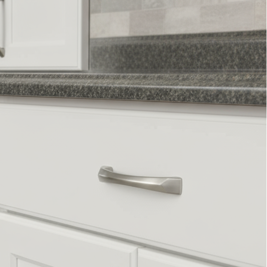 Silverline P2028 | Centers 5-1/16 in. Contemporary Arch Beveled Cabinet Pull | Various Finishes