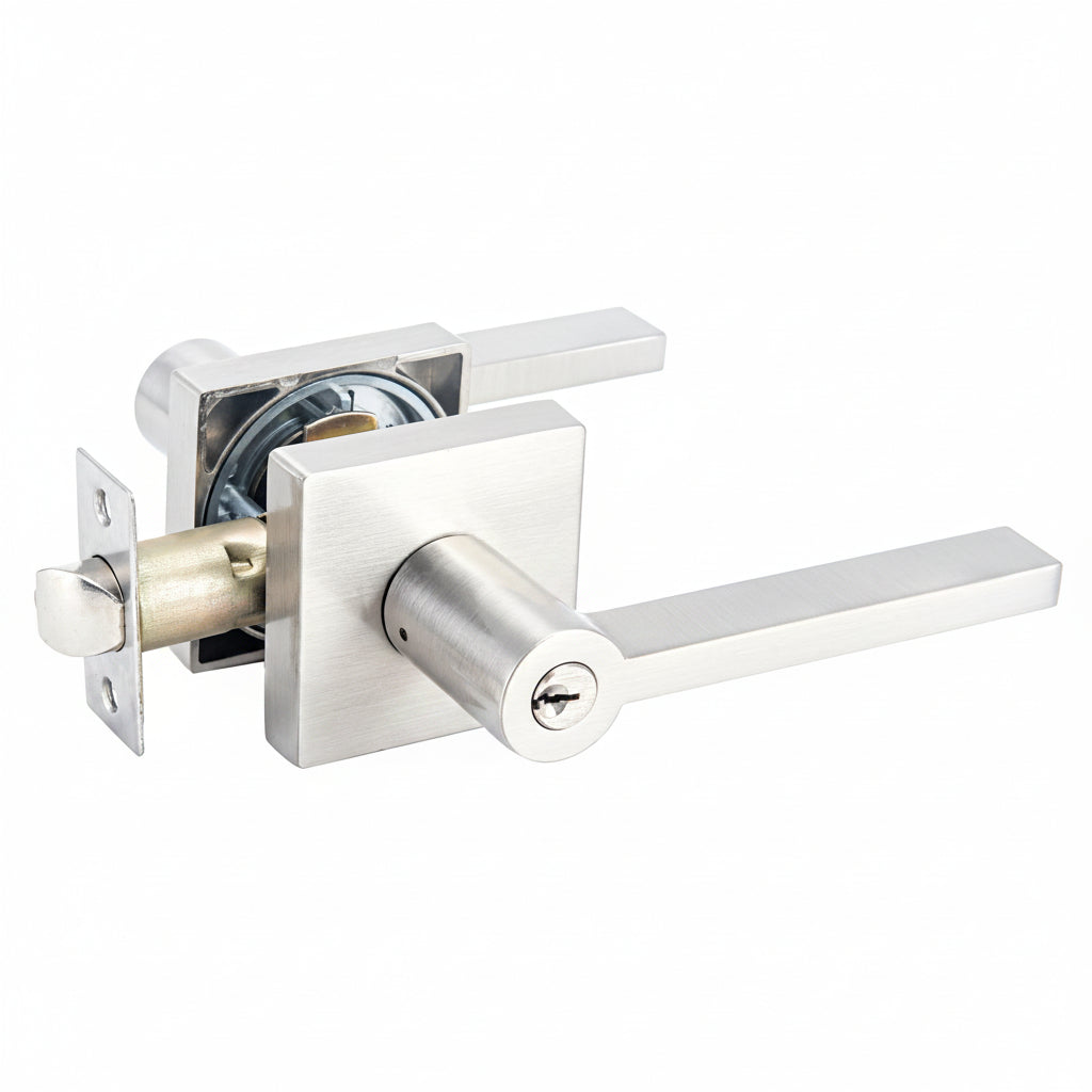 STG Prism Collection | Grade 3 Door Lever | Privacy, Passage & Entrance | Matte Black / Satin Nickel