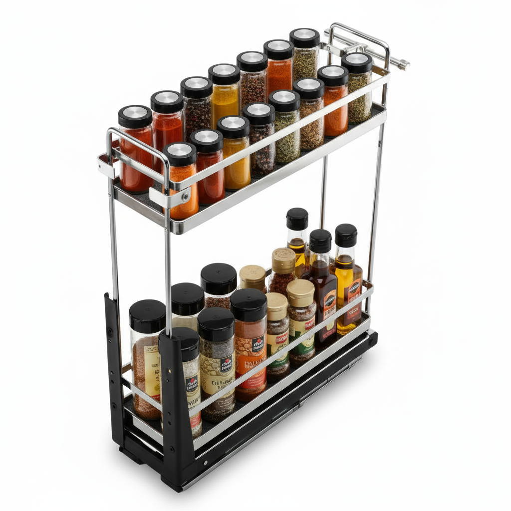 Silverline S208 | Soft Close Two-Tier Spice Rack for 8 in. Cabinets