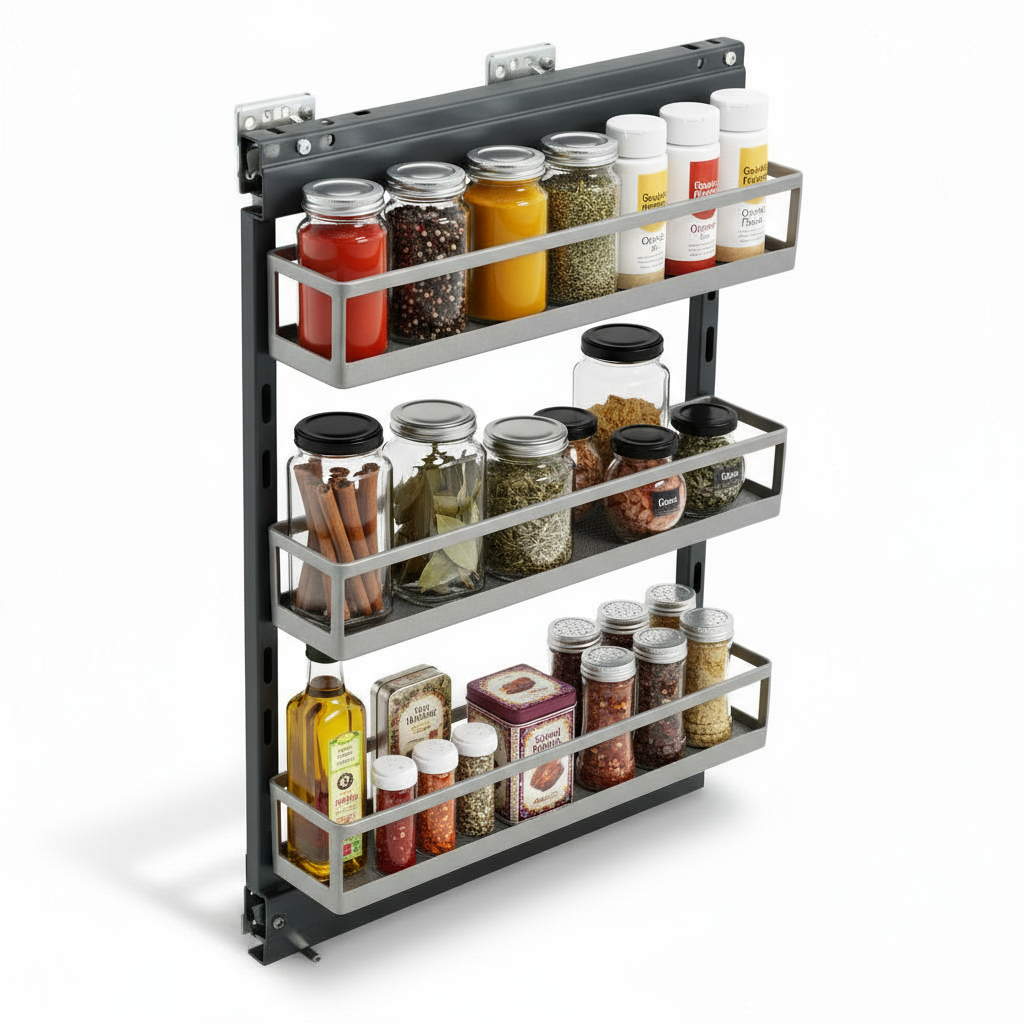 Silverline S312 | Soft Close Three-Tier Spice Rack for 12 in. Cabinets