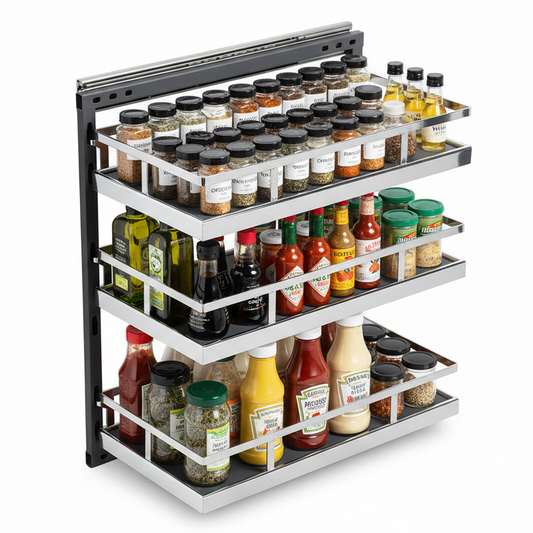 Silverline S312 | Soft Close Three-Tier Spice Rack for 12 in. Cabinets