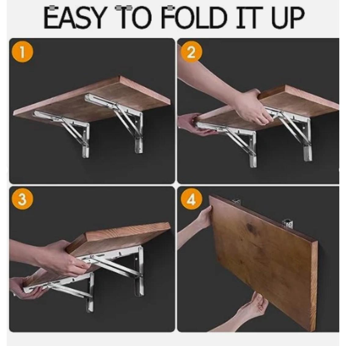 Silverline SB02 | Heavy Duty Stainless Steel Folding Shelf Brackets (Set of 2)