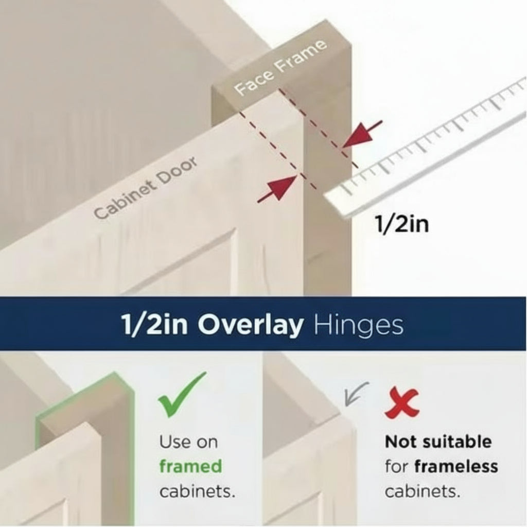 Silverline SH5005 | Self-Close Single Demountable Hinge 1/2" Overlay (Set of 2)