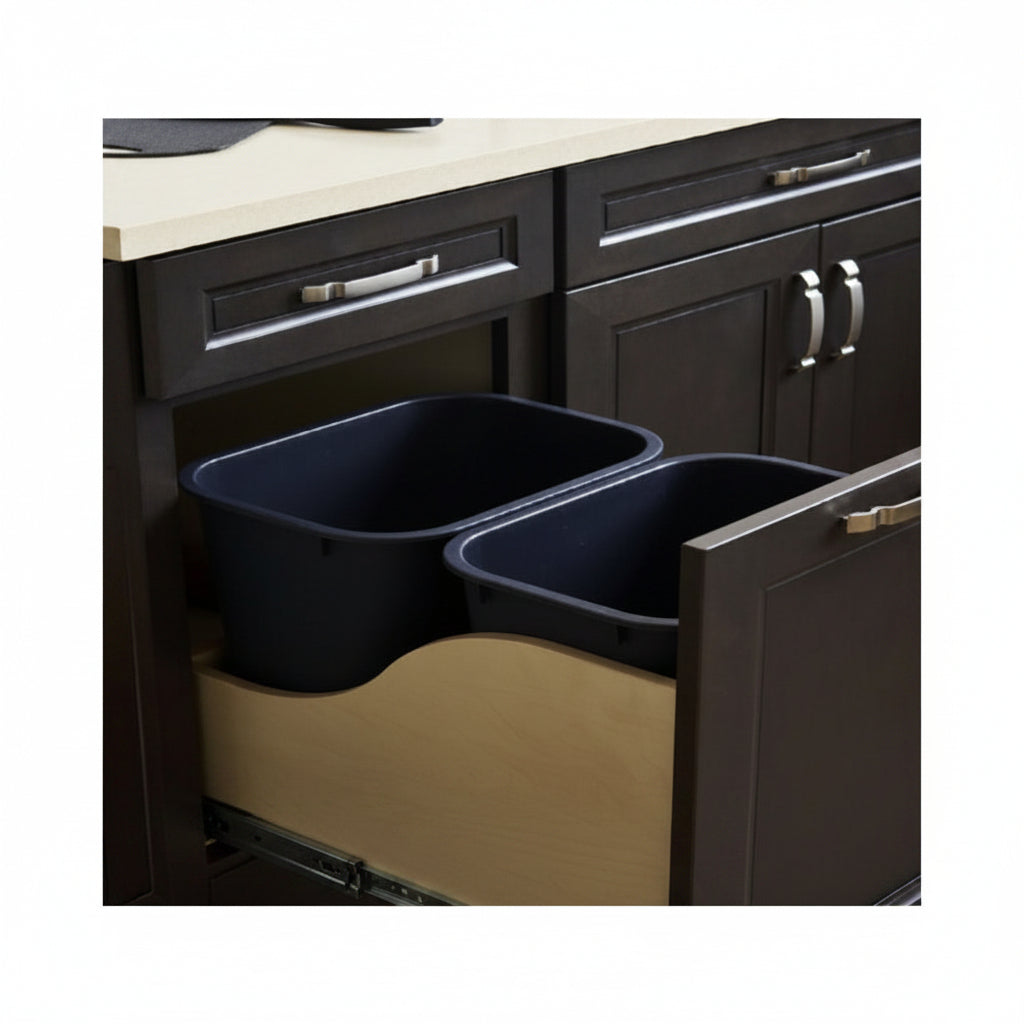 Silverline WPOBD020 | Undermount Wooden Double Bin Trash Pullout Systems for B18 Cabinets
