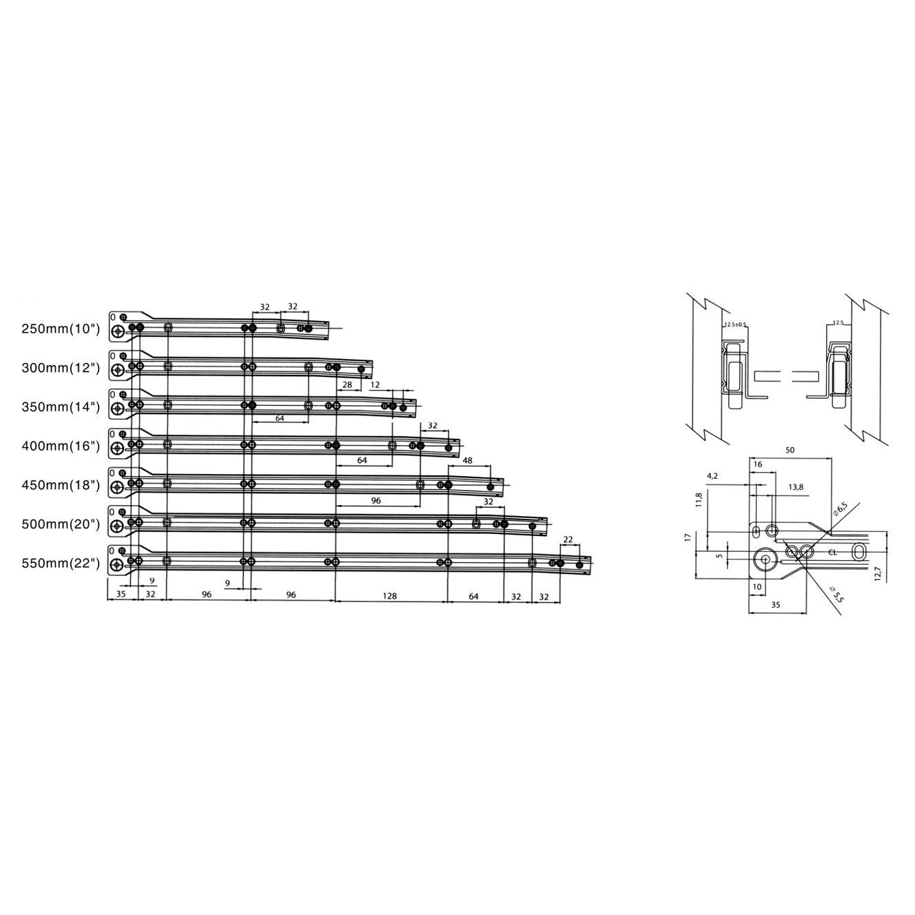 Silverline ES2s | Self-Closing Bottom Mount Drawer Slide Set (25 Sets)