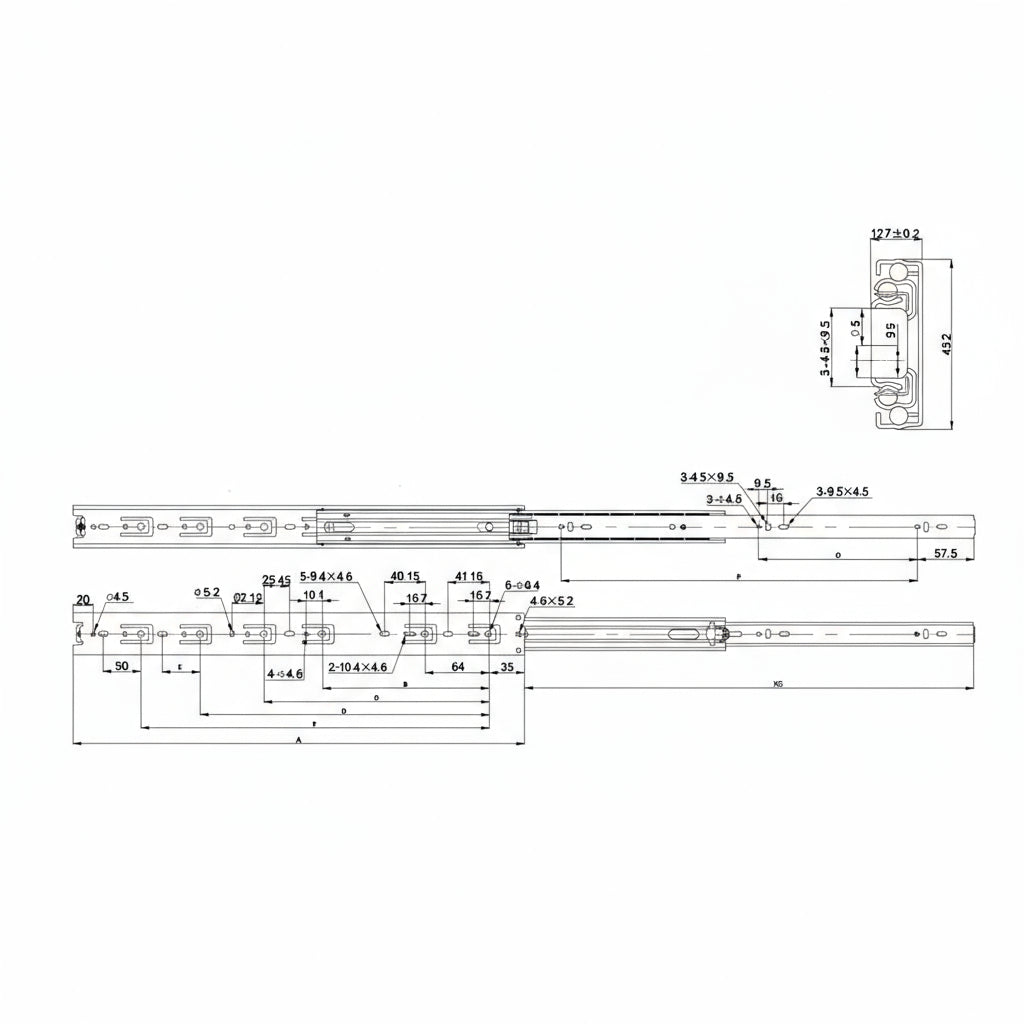 Silverline FBS43/45A/45 Series | Self-Close Full Extension Side Mount Ball Bearing Drawer Slide (10 Pairs)
