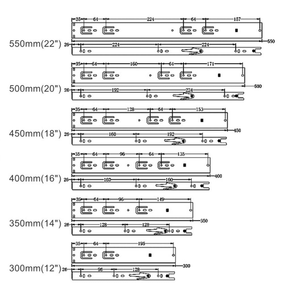 Silverline FSBS45A/45 Series | Soft-Close Full Extension Side Mount Ball Bearing Drawer Slide (10 Pairs)
