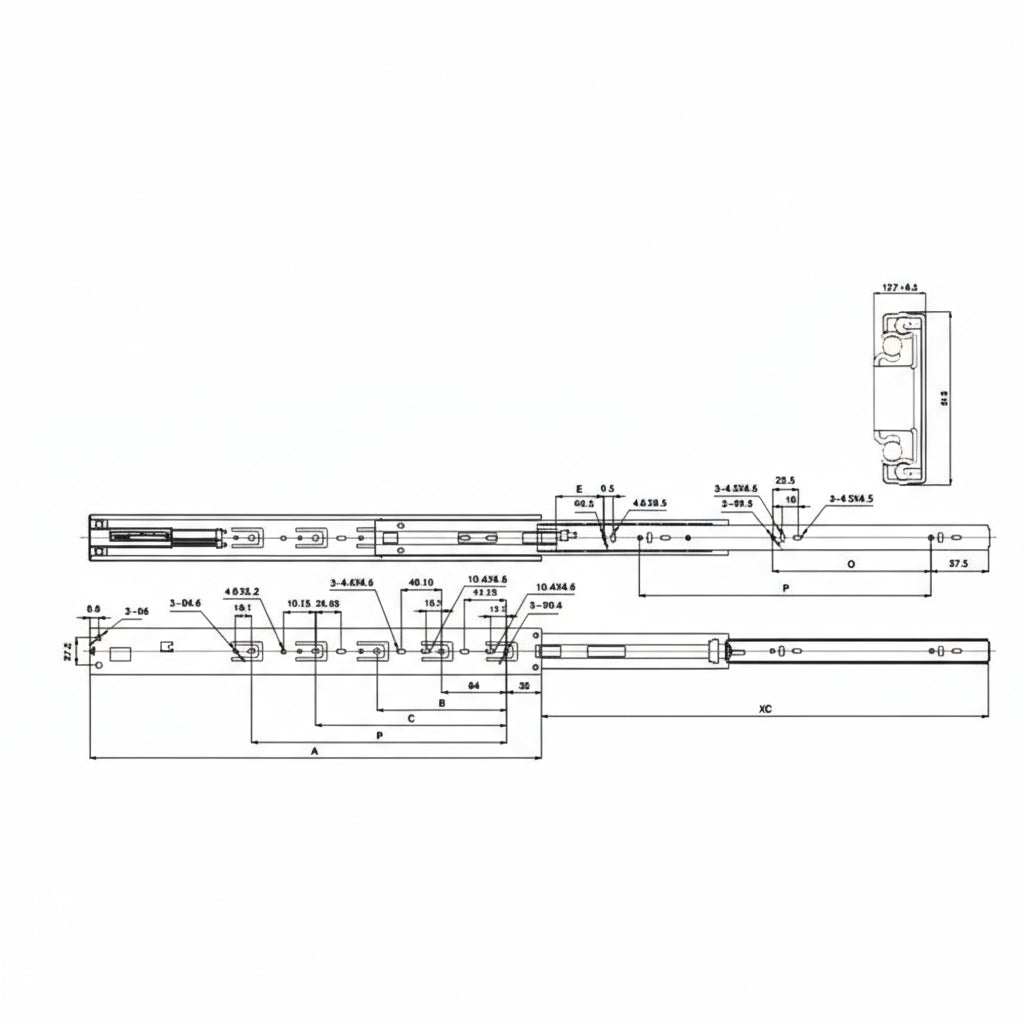 Silverline POFBS46s | Push-to-Open Side Mount Ball Bearing Drawer Slide (10 Pairs)