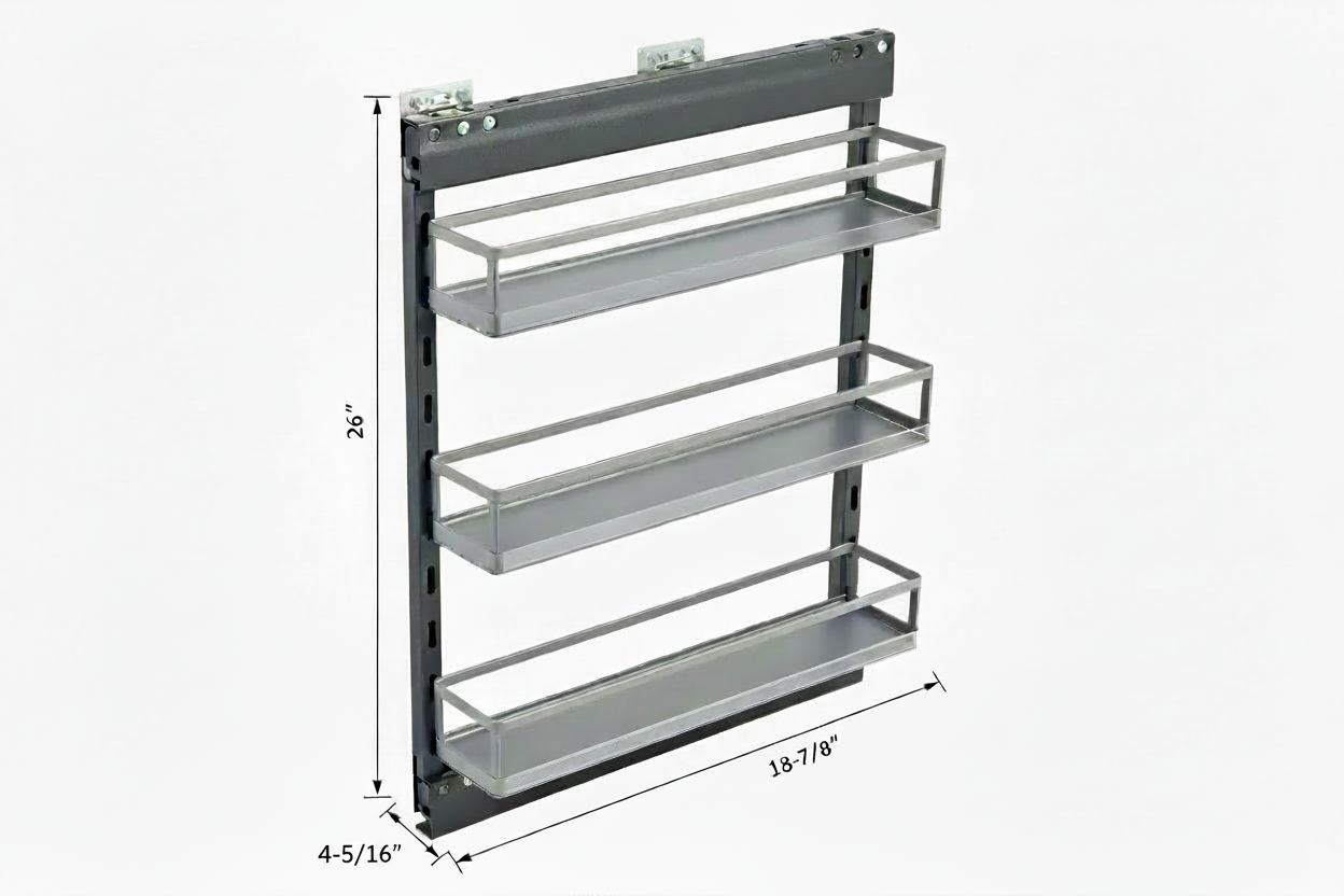 Silverline S306 | Soft Close Three-Tier Spice Rack for 6 in. Cabinets
