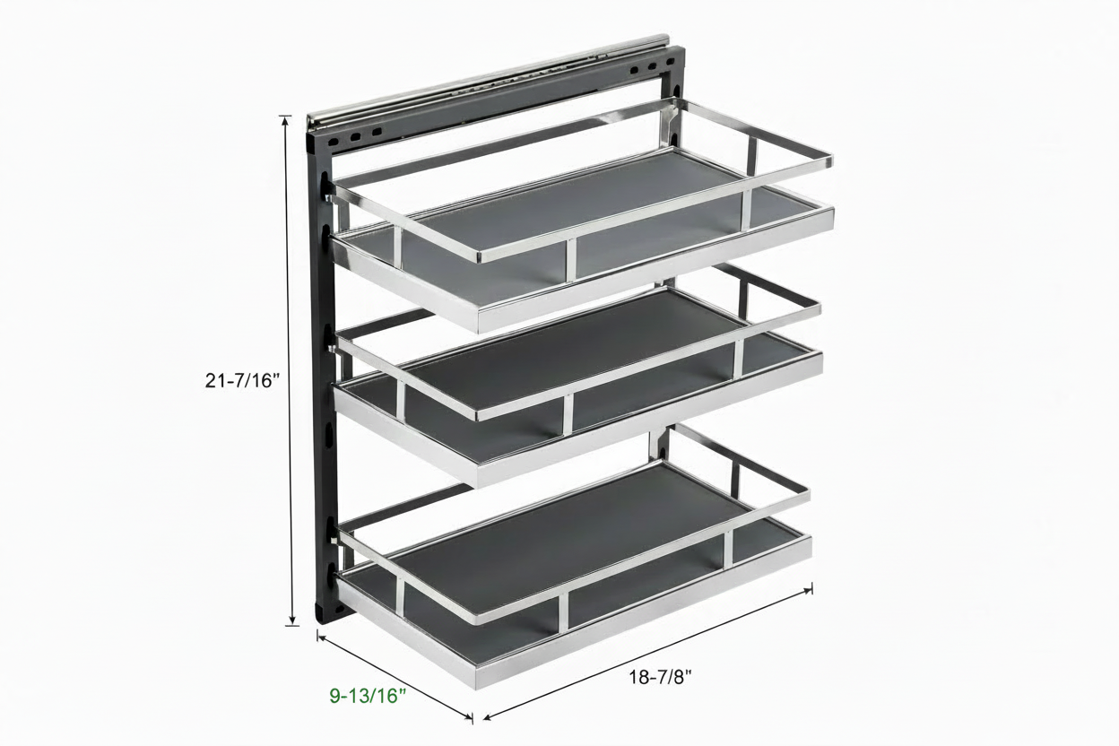 Silverline S312 | Soft Close Three-Tier Spice Rack for 12 in. Cabinets