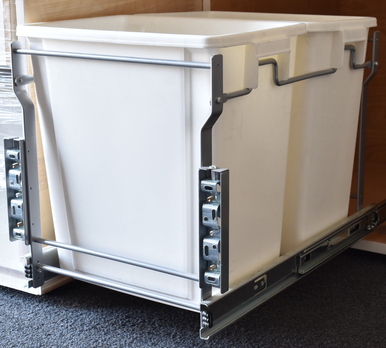 Pull Out Trash Cans - Kitchen Cabinet Organizer Pullout In-Cabinet 20 Qt Bins - amerfithardware