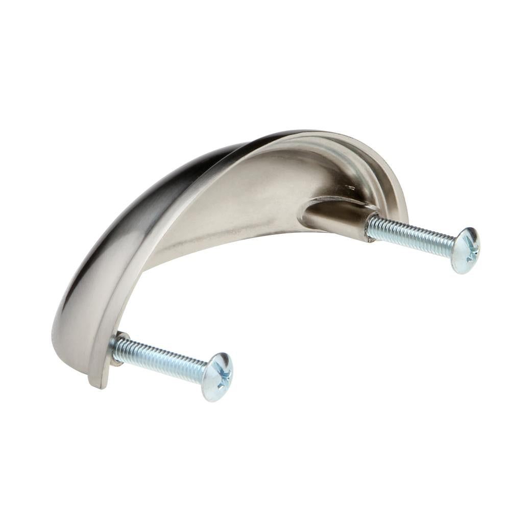 Silverline B2019 | Centers 3 in. Cup Pulls Half-Moon Shell-Shape Bin Pulls | Various Finishes