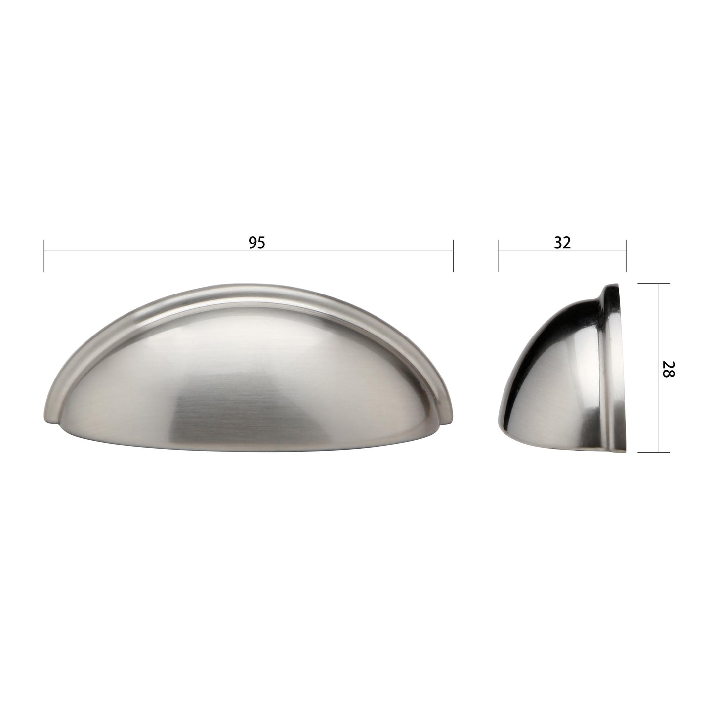Silverline B2019 | Centers 3 in. Cup Pulls Half-Moon Shell-Shape Bin Pulls | Various Finishes