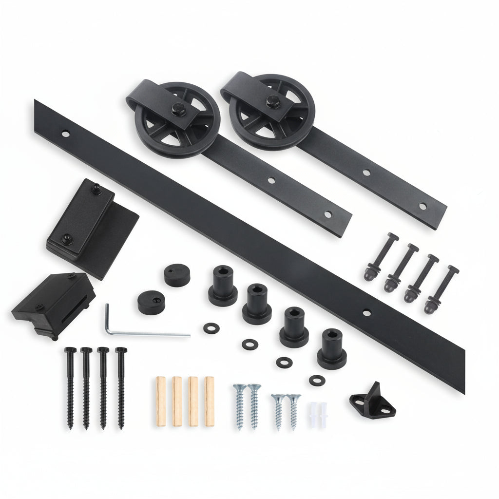 Sliding HM2000 Barn Door, Railing with Wheels Door Hardware 250 Pound Capacity - amerfithardware