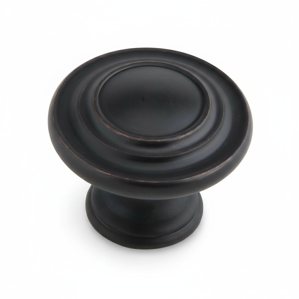 Silverline K2003 & K2209 | Three-Ring Solid Contemporary Mushroom Round Knob | Various Sizes & Finishes