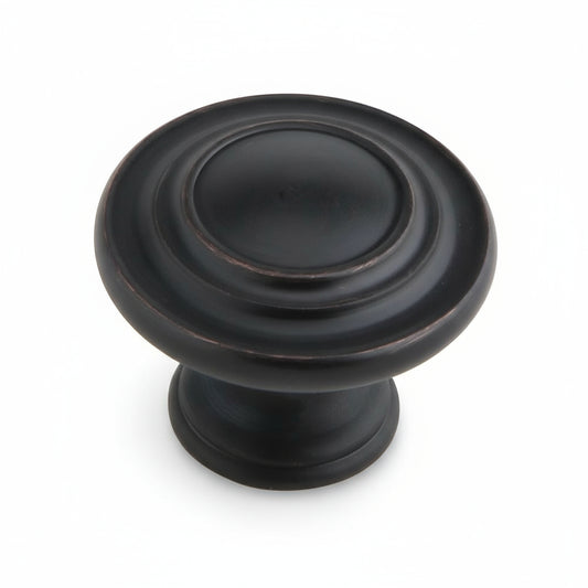 Silverline K2003 & K2209 | Three-Ring Solid Contemporary Mushroom Round Knob | Various Sizes & Finishes