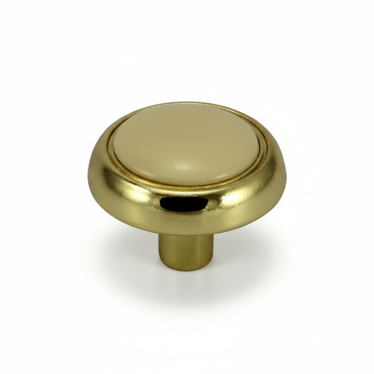 Silverline K2015 Button Creme Knob Diameter: 1-3/16 inch Cabinet Hardware - amerfithardware