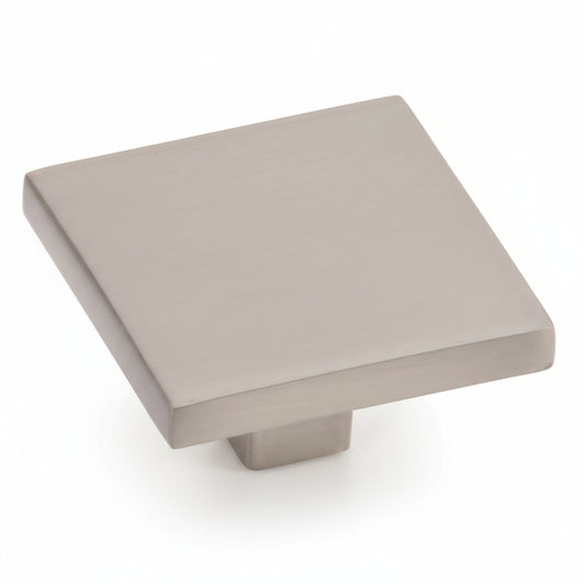 Silverline K2050 | 1-3/8 in. x 1-3/8 in. Contemporary Flat Square Cabinet Knob in Satin Nickel