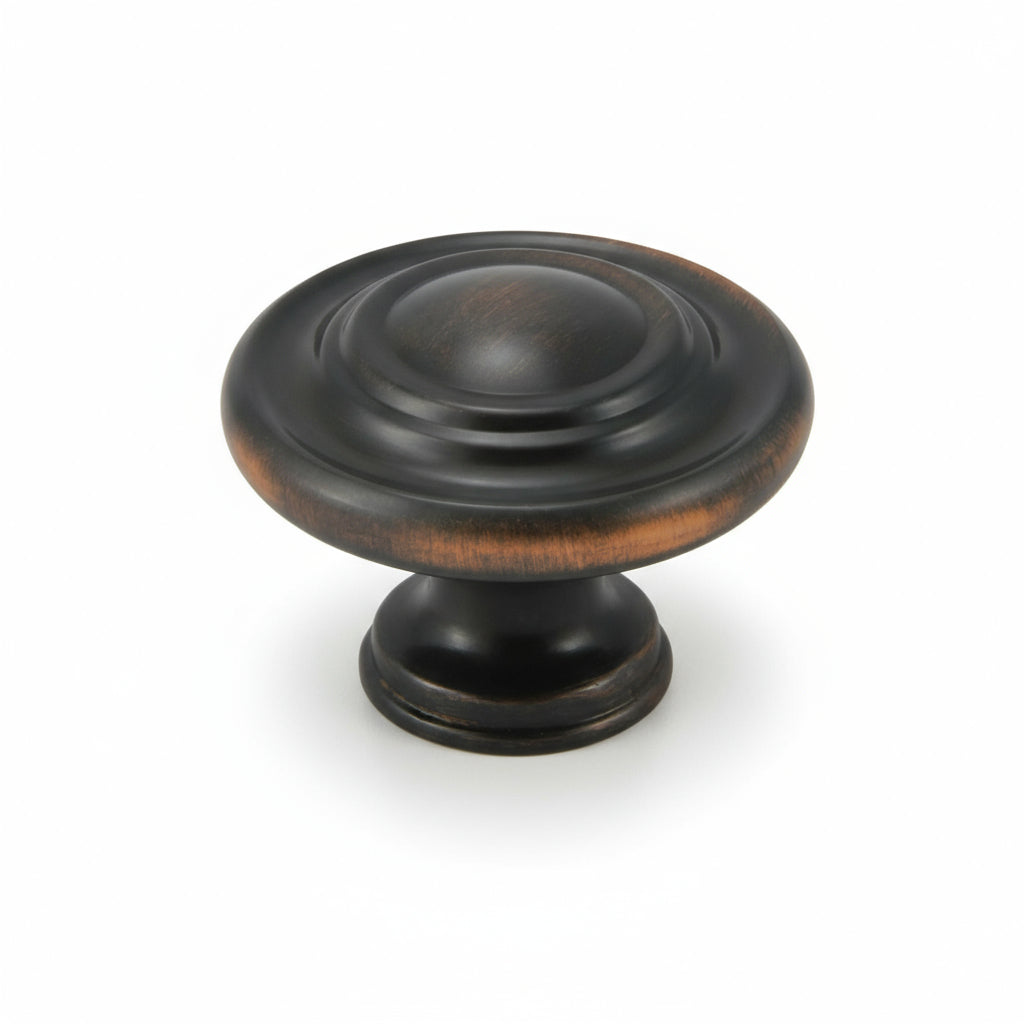 Silverline K2003 & K2209 | Three-Ring Solid Contemporary Mushroom Round Knob | Various Sizes & Finishes