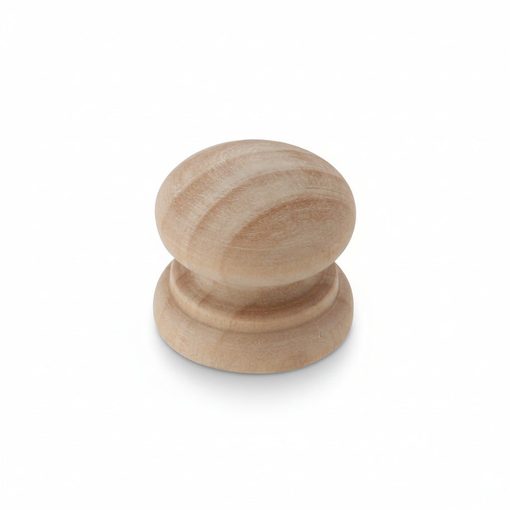 Silverline K3002 & K3003 | Mushroom Style and Button Style Round Birch Wood Knob Unfinished