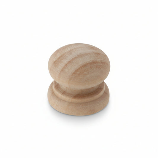 Silverline K3002 & K3003 | Mushroom Style and Button Style Round Birch Wood Knob Unfinished