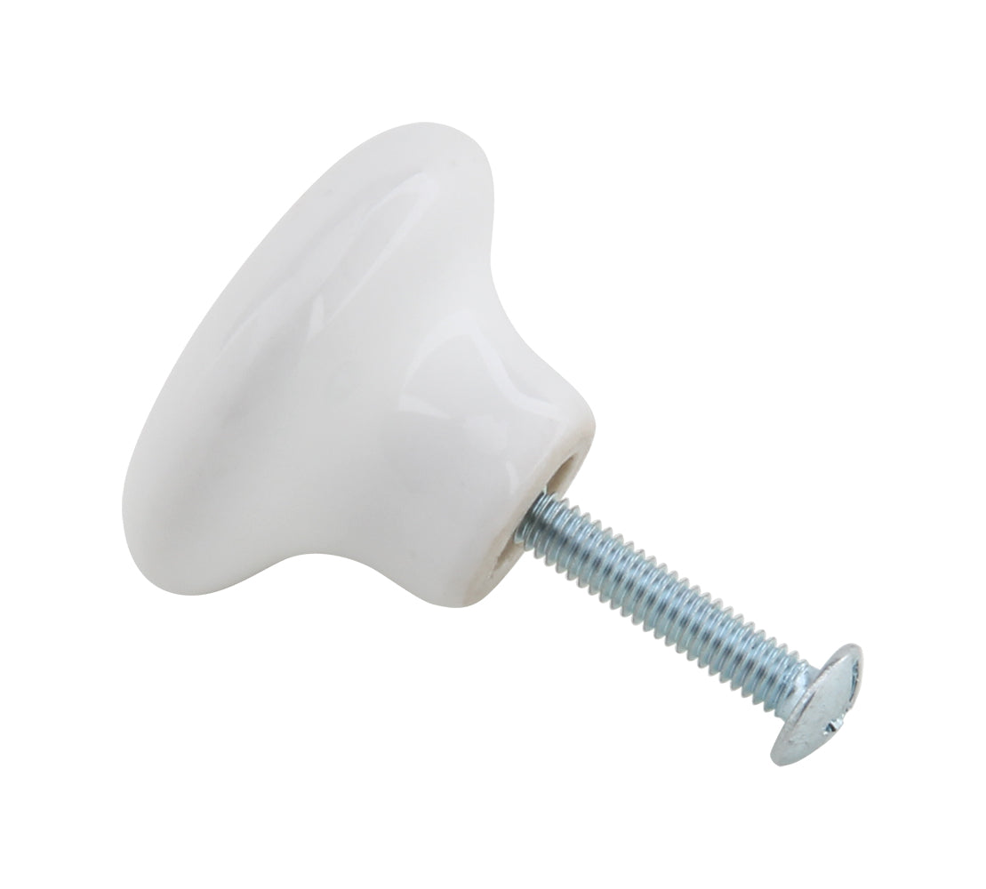 Silverline K4000s | Classic White Ceramic Cabinet Knobs | Various Sizes