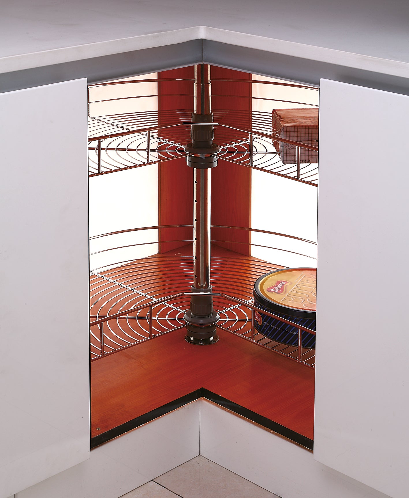 Silverline LSK - 24 inch 28inch 32inch Wire Lazy Susan Kidney Shape Corner Organizer Double Rack Turntable and Spindle