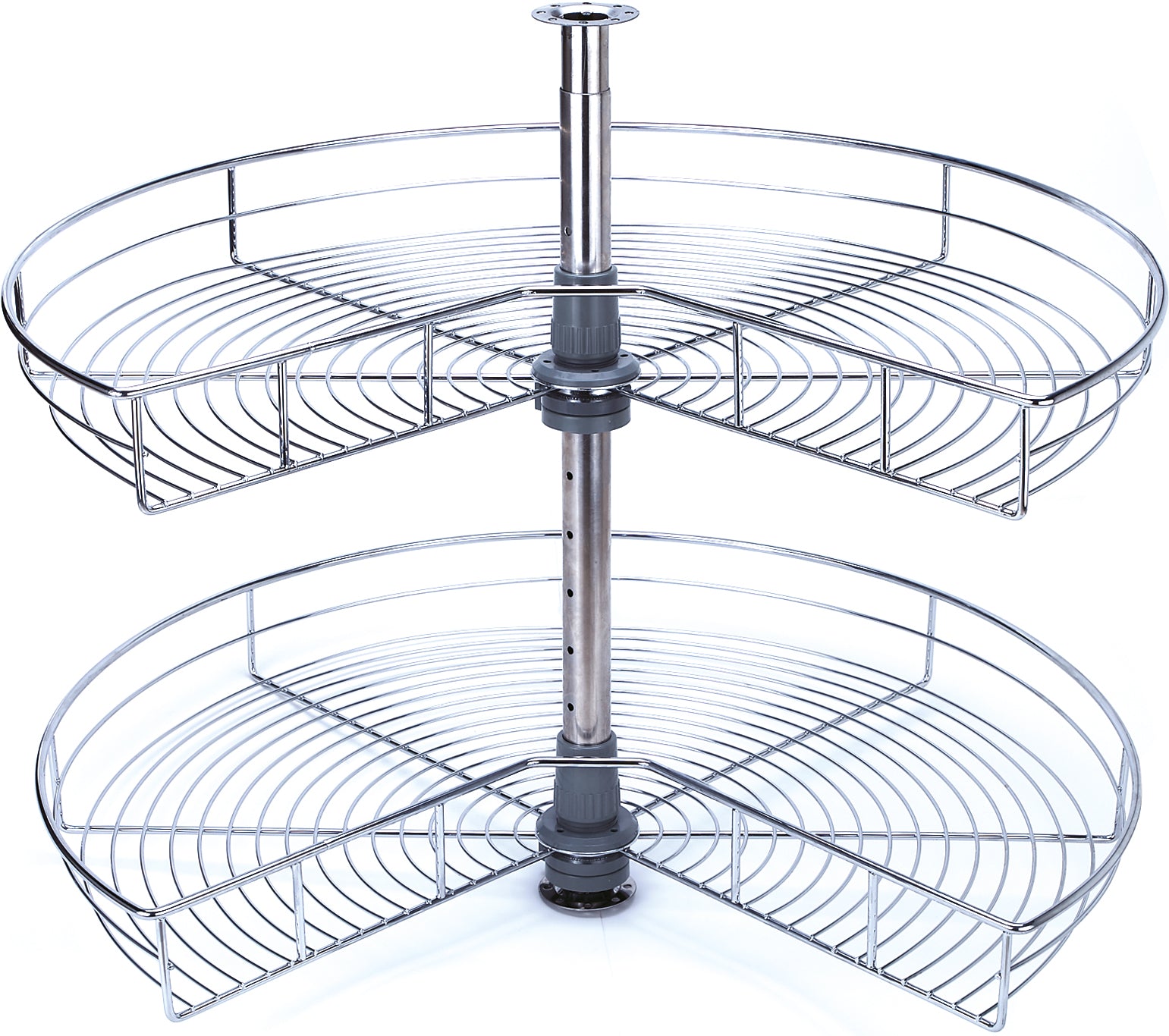 Silverline LSK - 24 inch 28inch 32inch Wire Lazy Susan Kidney Shape Corner Organizer Double Rack Turntable and Spindle