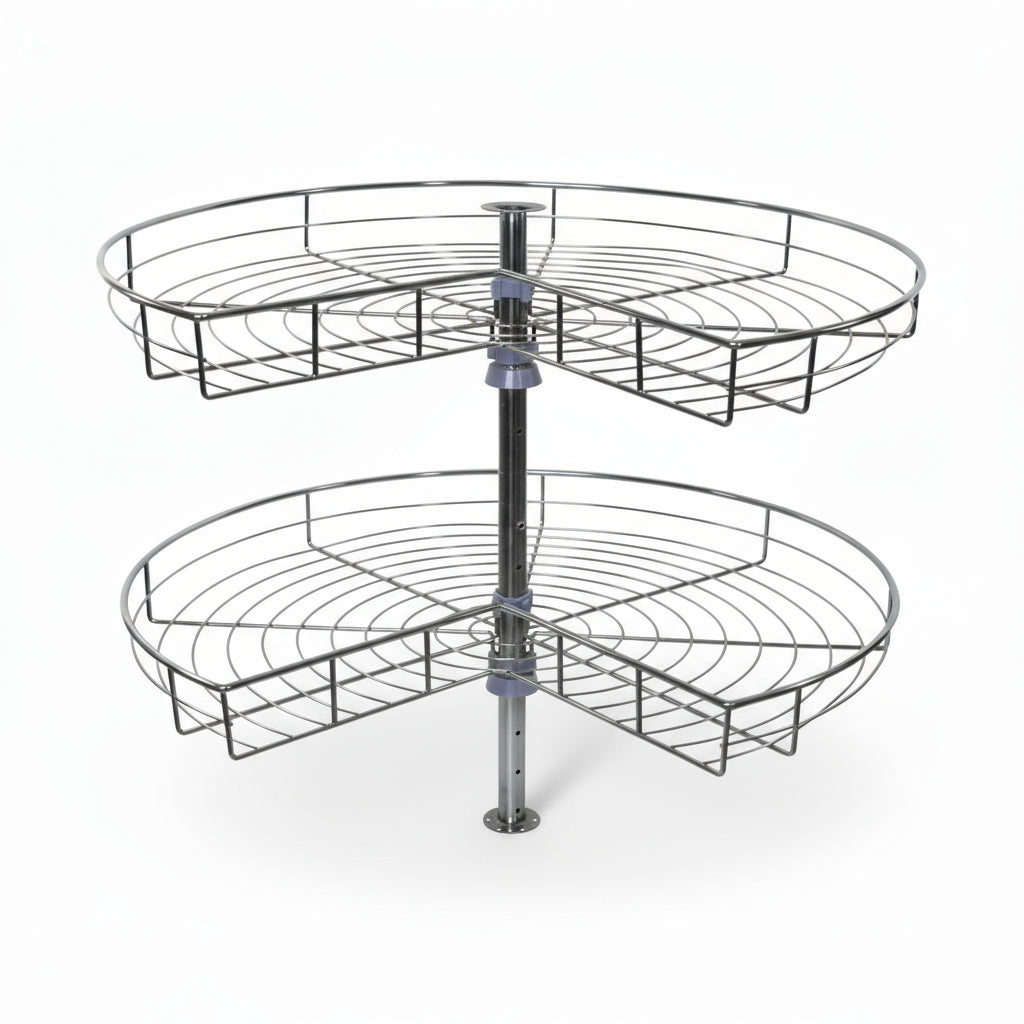 Lazy Susan Kit Kidney Shaped Cabinet Hardware Double Rack, Turntable and Spindle - amerfithardware