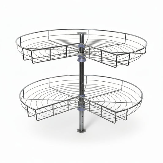 Lazy Susan Kit Kidney Shaped Cabinet Hardware Double Rack, Turntable and Spindle - amerfithardware