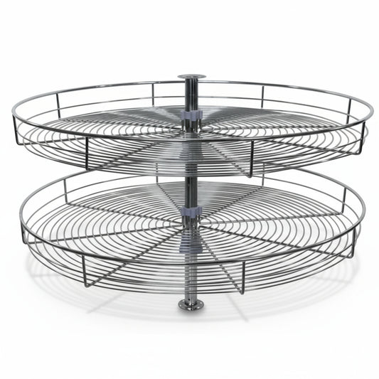 Silverline LSR | Round Shaped Two-Shelf Wire Lazy Susans for Base Corner Cabinet