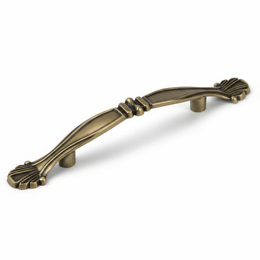 Silverline P2008 | Centers 3 in. Ornate Elegant Vintage Cabinet Pull in Burnished Brass