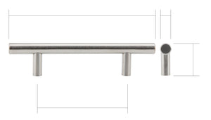 Silverline P5000s-HSS - 6 inch to 14 inch Hollow Stainless Steel T Bar Pull Cabinet Appliance Handle Various Sizes in Brushed Satin Nickel Finish