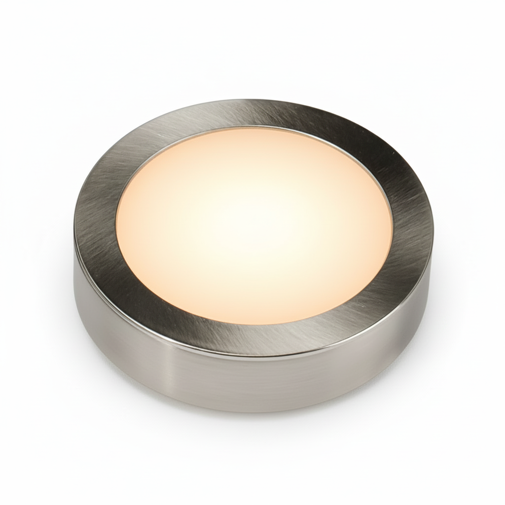 Universal LED Puck Light | Adjustable Color Temperature & Brightness | Satin Nickel