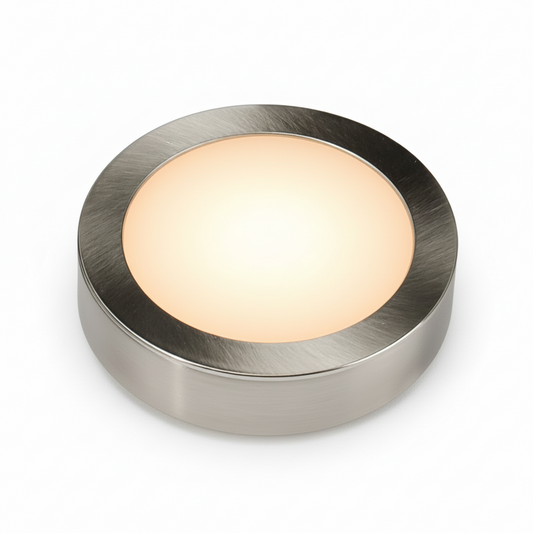 Universal LED Puck Light | Adjustable Color Temperature & Brightness | Satin Nickel
