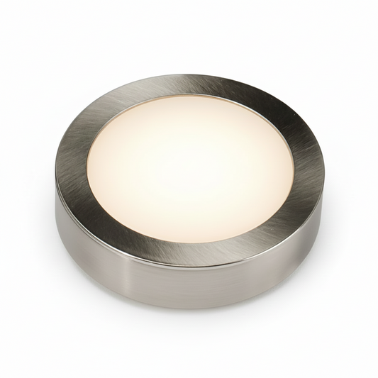 Universal LED Puck Light | Adjustable Color Temperature & Brightness | Satin Nickel