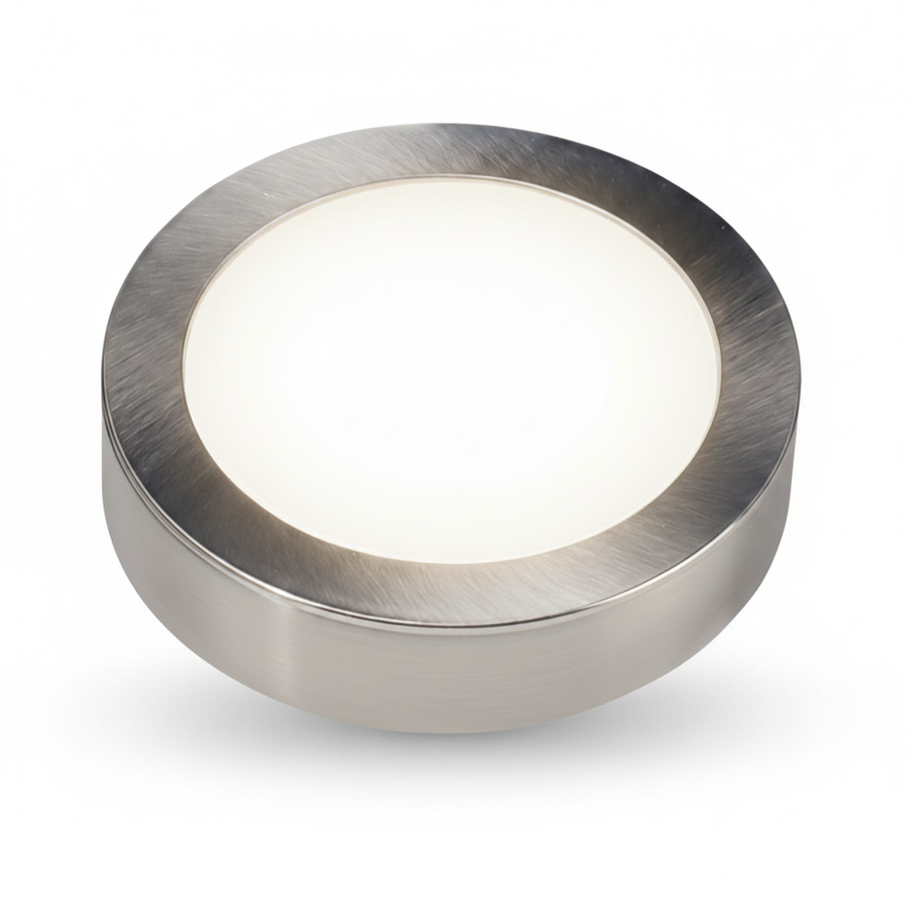 Universal LED Puck Light | Adjustable Color Temperature & Brightness | Satin Nickel