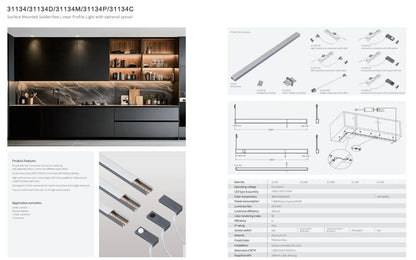 Surface Mount LED Light Strip | 10 Feet Solder-Free Cuttable Cabinet Lighting | Titanium Grey