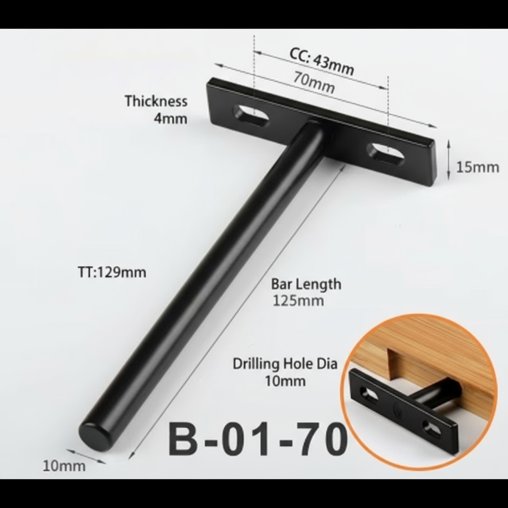 Silverline B-01-70 | Floating Hidden Shelf Bracket for Wood Shelf (Set of 2)