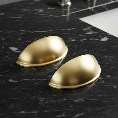 Silverline B2019 | Centers 3 in. Cup Pulls Half-Moon Shell-Shape Bin Pulls | Various Finishes
